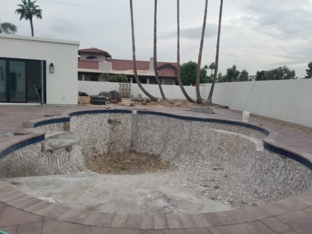 Pool resurfacing Mesa AZ before - new pebble finish